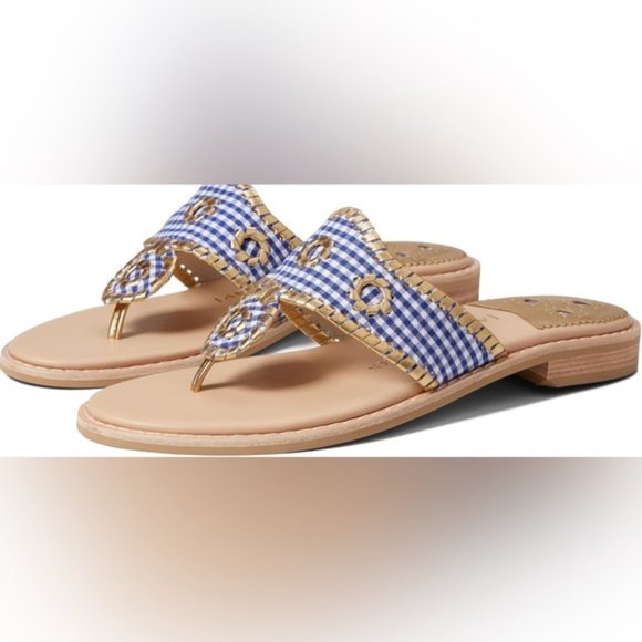 Shoes - Jack Rogers Jacks II Flat Sandal Gingham Gingham/Gold Size 8.5